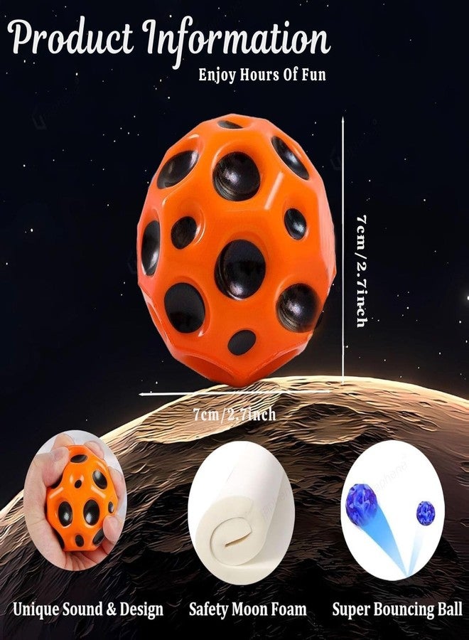 GRAPHENE Moon Ball-High Bounce Rubber Jump Space Pop Bouncing Stress Relief Jumping Children Sensory Athlete Training Ball Pets Outdoor Indoor Play Multicolour (Pack of 1) - Image 2